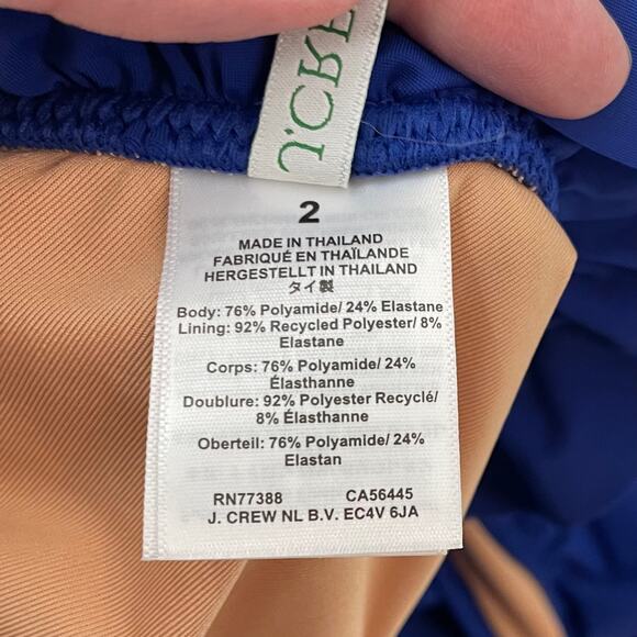 J. Crew 2024 2 Matte Ruffle One Shoulder One Piece Swimsuit  Harbor View Blue - Picture 8 of 10